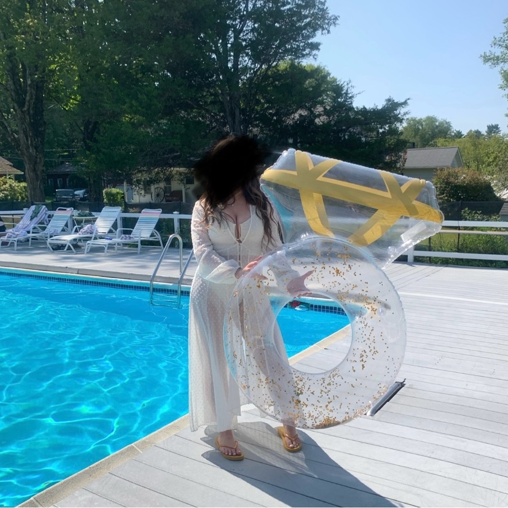 Clear Inflatable Pool Float with Gold Accents